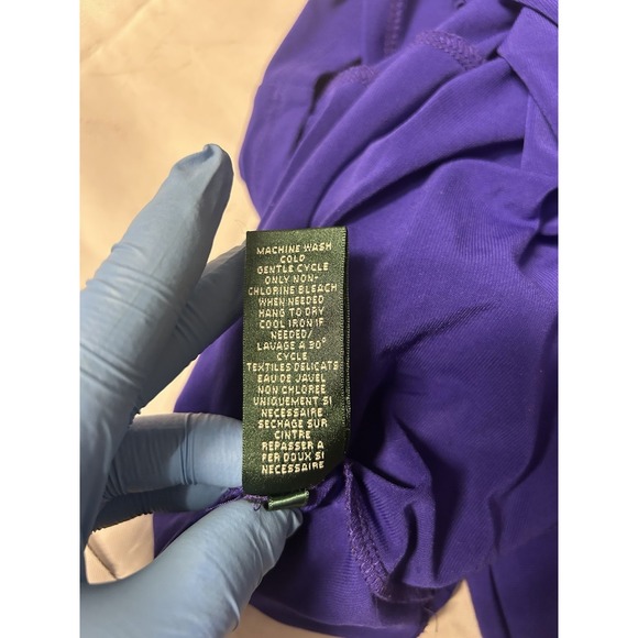 Lauren Ralph Lauren Blue Satin Wiggle Dress Sz 6 Ruched Sheath Cocktail Event - Picture 10 of 10